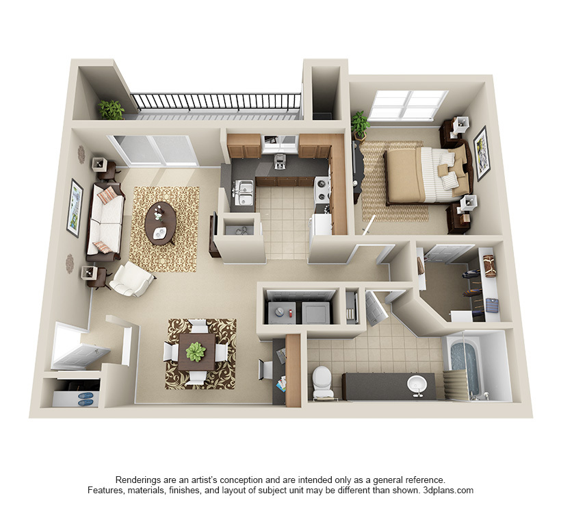 One Bedroom A3 floor plan