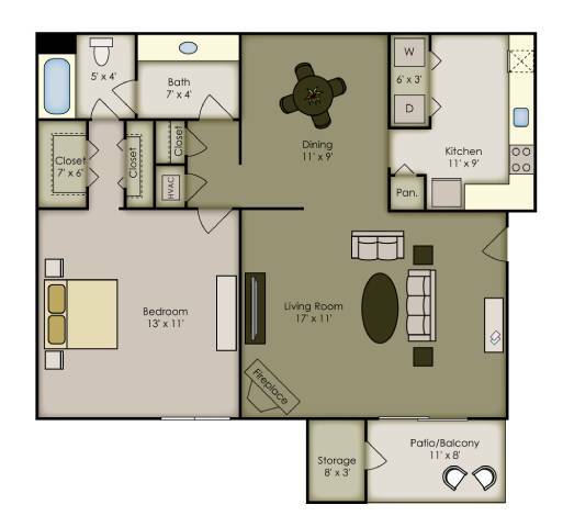 1 Bedroom floor plan