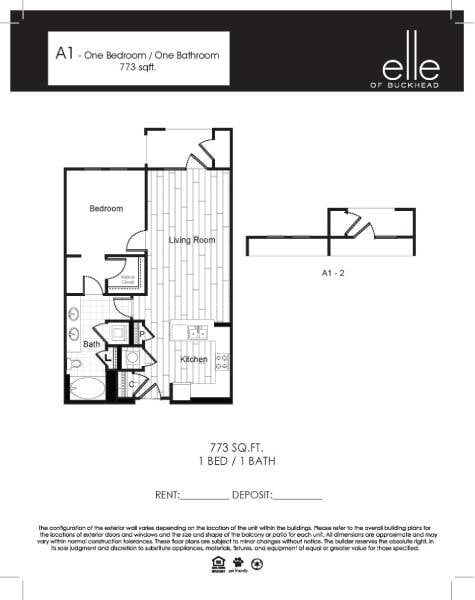 1 Bedroom 1 Bath (A1)