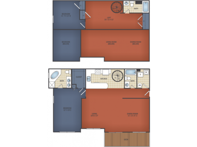 Two BR/ Three BA SR Loft