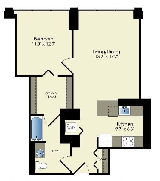 1 bedroom / 1 bath