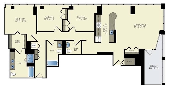 3 bedroom / 3 bath