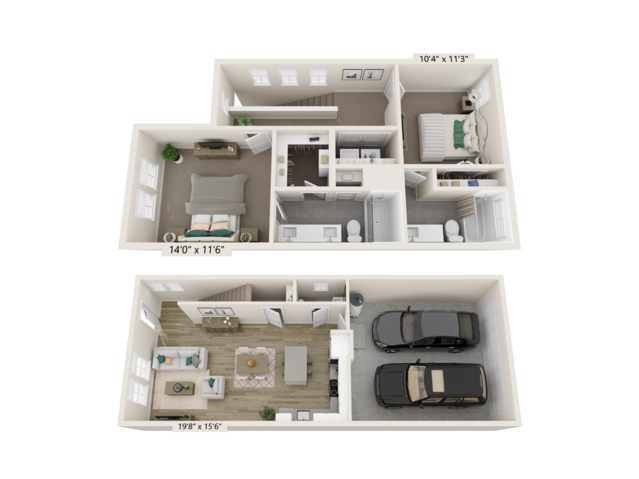 Two Bedroom Farmhouse (B3D)