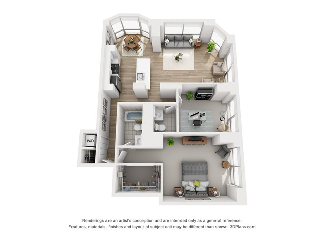 One Bedroom Q with Den