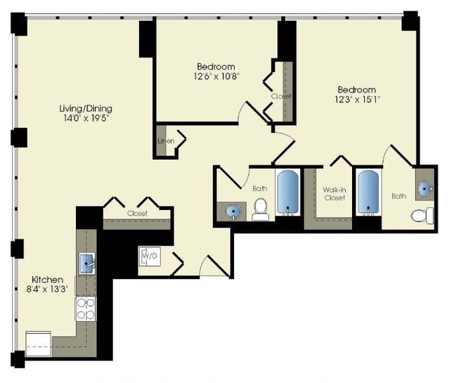 2 bedroom / 2 bath