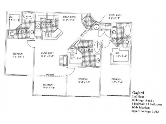 Oxford with Solarium - 3 BR / 3BA