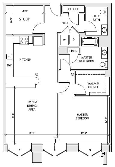 1 BD 1.5BA DEN