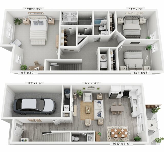 3 Bed, 2.5 Bath, Attached Garage